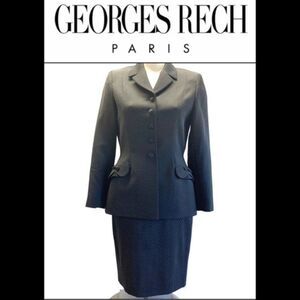 George Rech Black polkadots two piece suit size 40